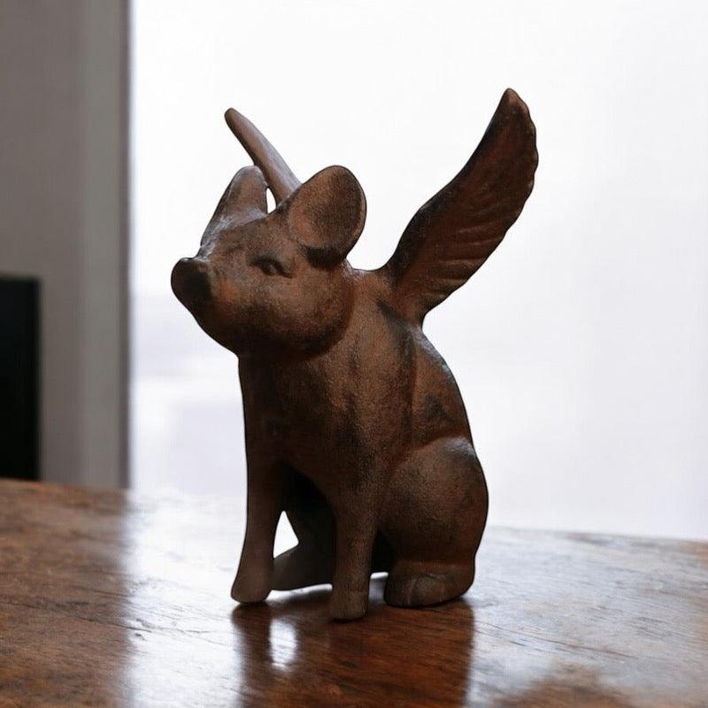 Phone Holder Cast Iron Flying Pig Ornament - The Renmy Store Homewares & Gifts 