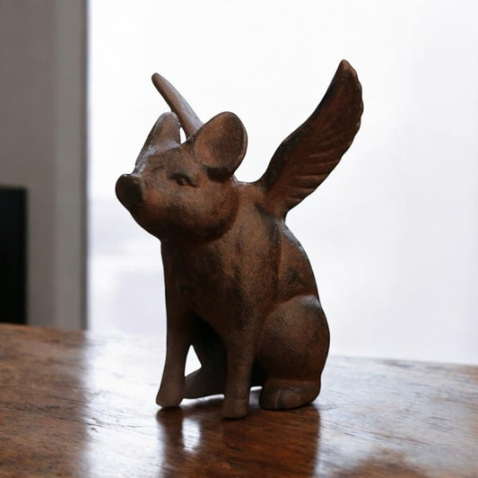 Phone Holder Cast Iron Flying Pig Ornament