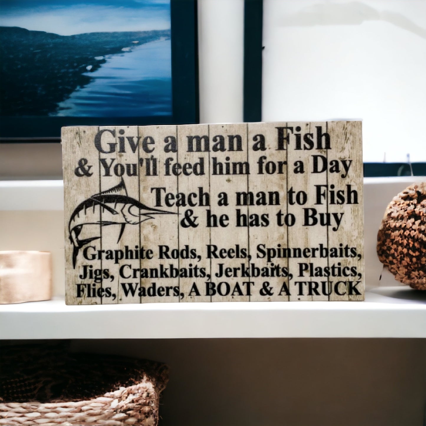 Fishing Life Quote Rustic Marlin Sign - The Renmy Store Homewares & Gifts 