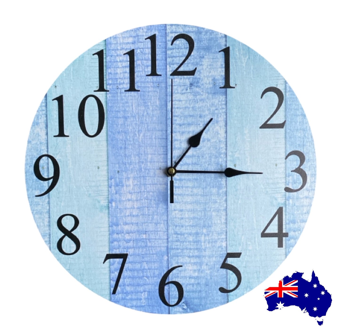 Clock Wall Timber Rustic Blue Aqua Aussie Made