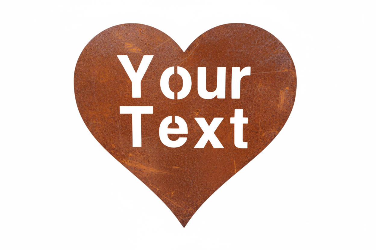 Custom Heart Personalised Sign - Rusty Metal - Aussie Made
