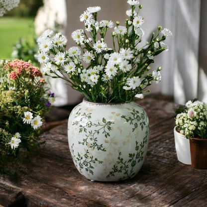 Vase Ceramic Leaf Rustic