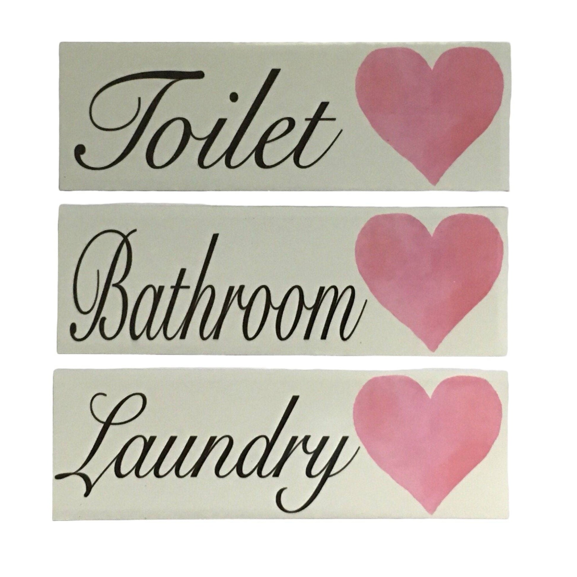 Pink Heart Door Room Sign Toilet Laundry Bathroom - The Renmy Store Homewares & Gifts 