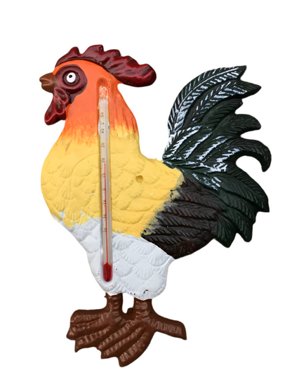 Rooster Thermometer Wall Garden Cast Iron Rustic