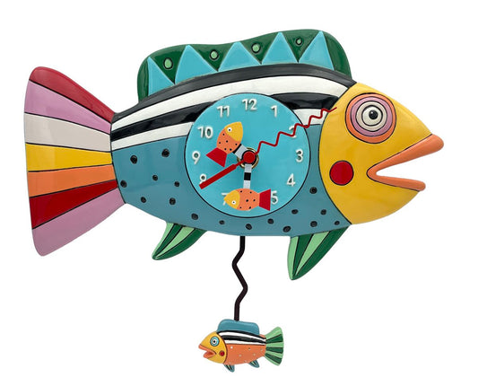 Clock Fish Rainbow Wall Funky Retro - The Renmy Store Homewares & Gifts 
