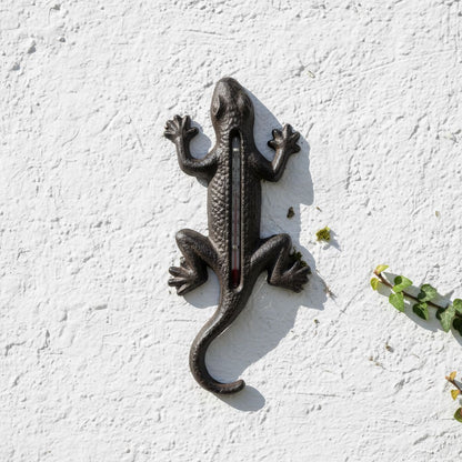 Lizard Gecko Vintage Cast Iron Thermometer Wall Garden Rustic