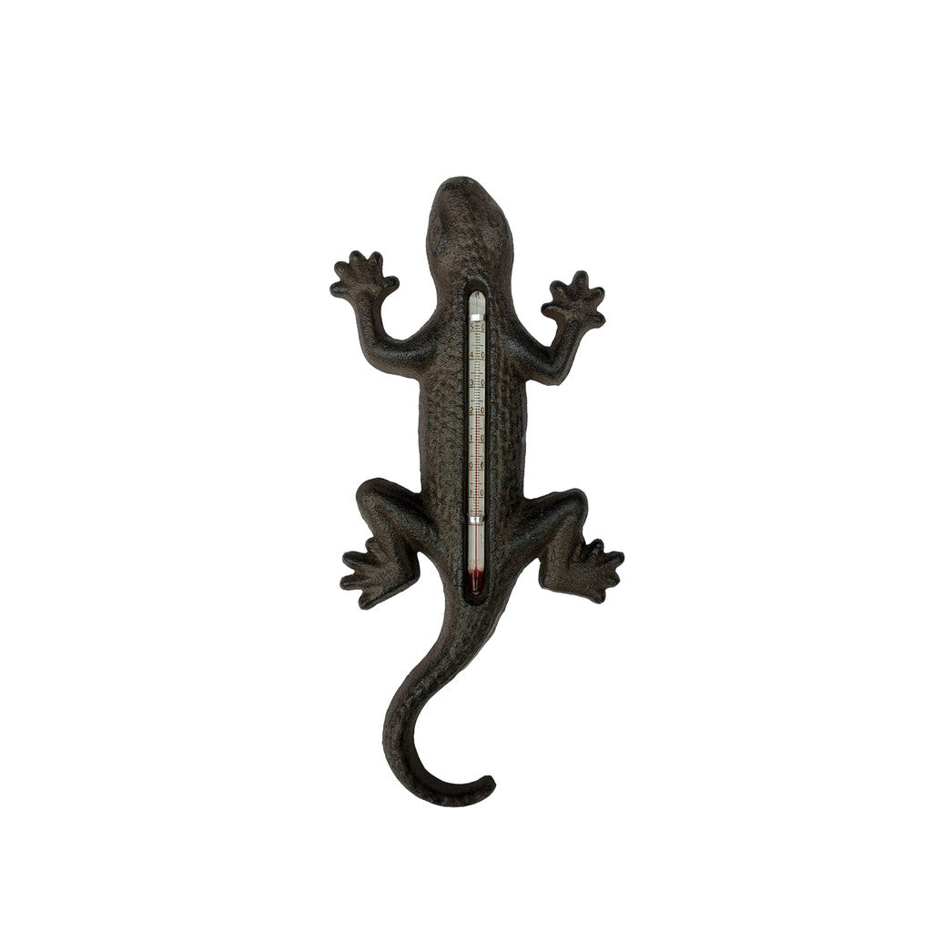 Lizard Gecko Vintage Cast Iron Thermometer Wall Garden Rustic