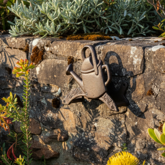 Watering Can Cast Iron Garden Hose Holder 23.5cm | Rustic Wall Mounted Hose Rack