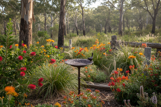 Cast Iron Birdbath Free Standing Floral Design with Decorative Bird