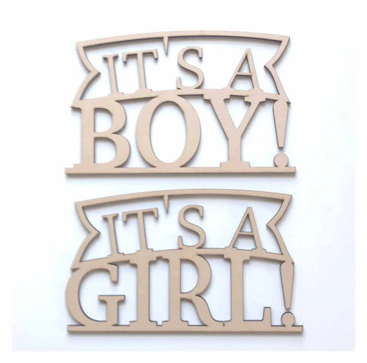 Boy Girl Cake Baby Shower MDF Shape DIY Raw Cut Out Art Laser Craft - The Renmy Store Homewares & Gifts 