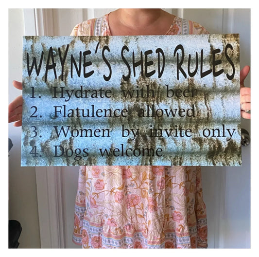 Shed Rules Custom Personalised Sign | Rustic Metal Look | Outdoor Aussie Made