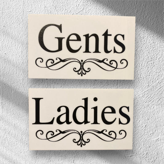 Toilet Door Ladies Gents White Elegance Sign