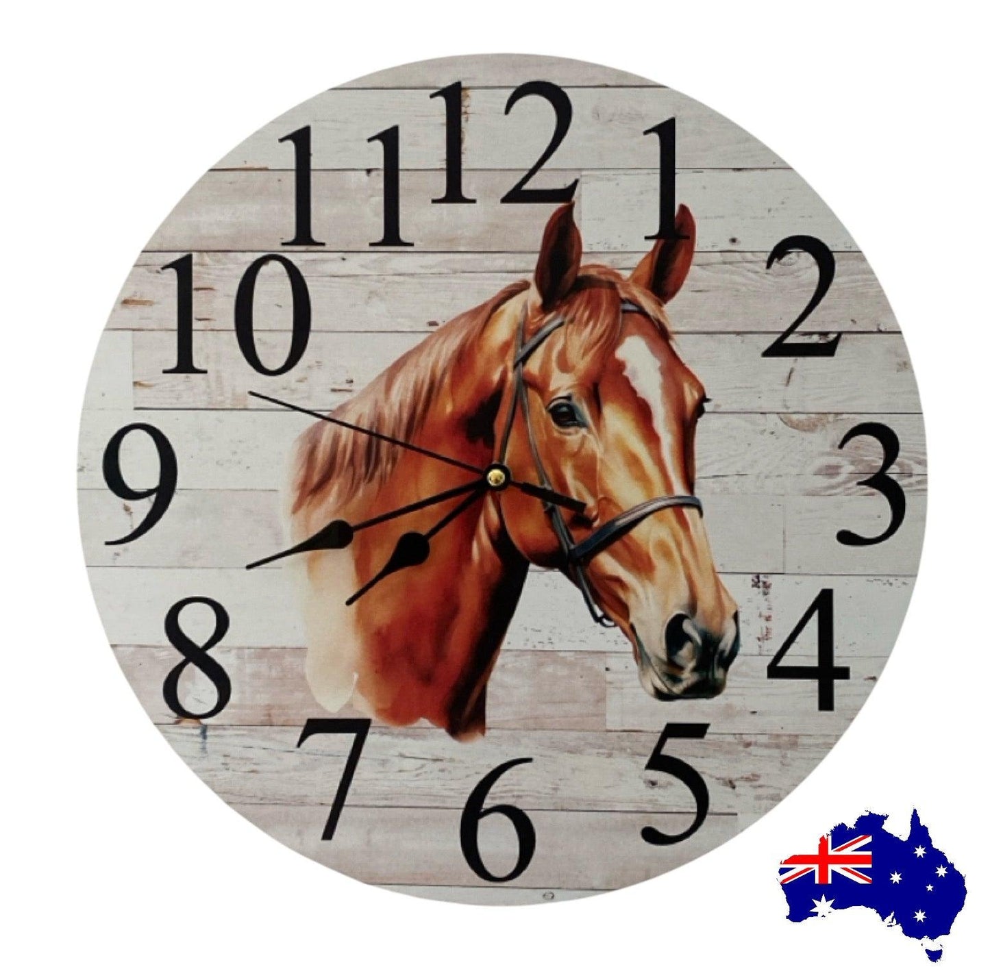 Clock Wall Standardbred Horse Floral Aussie Made