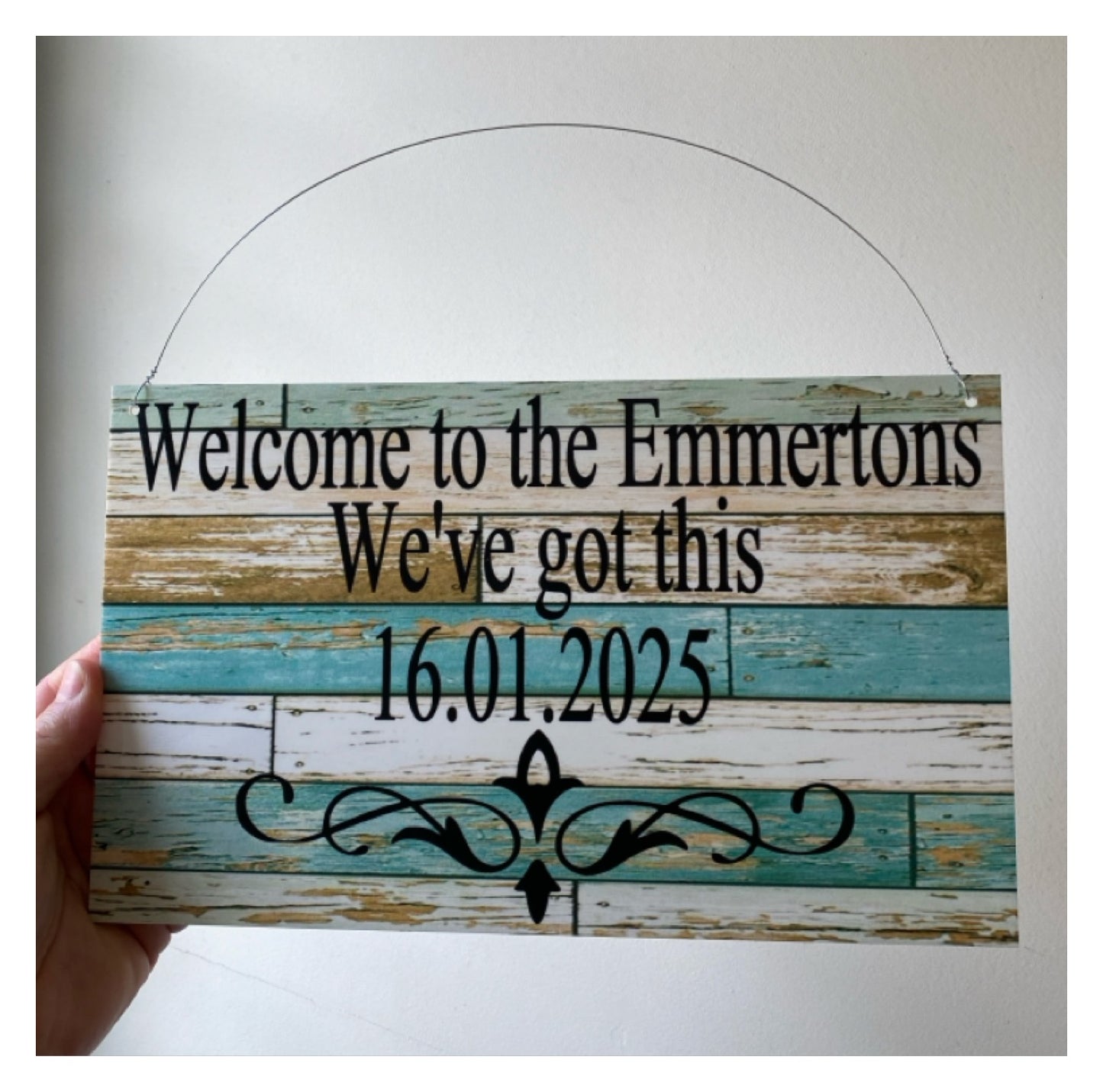 Custom Personalised Blue Timber Look Sign