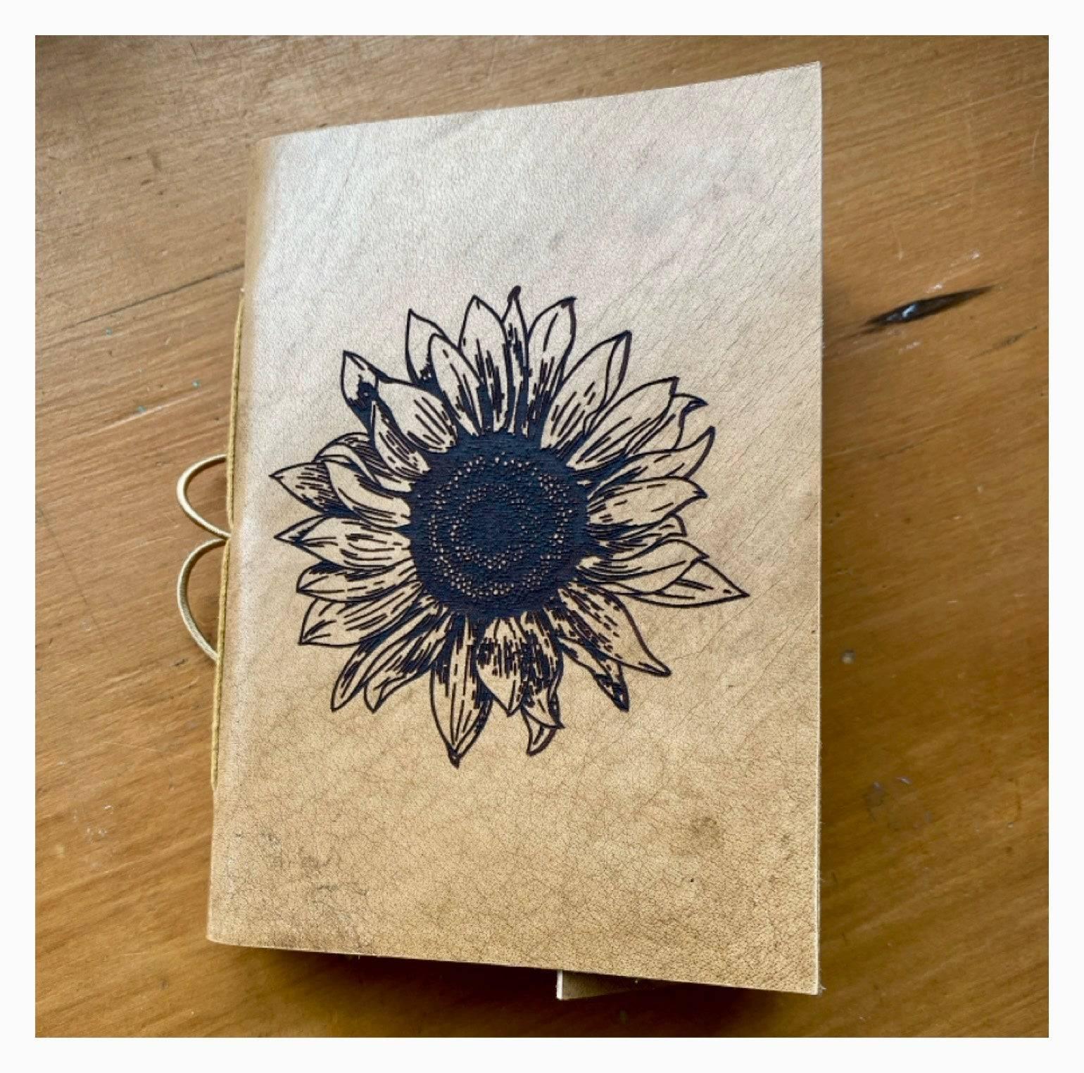 Journal Leather Diary Note Book Sunflower - The Renmy Store Homewares & Gifts 