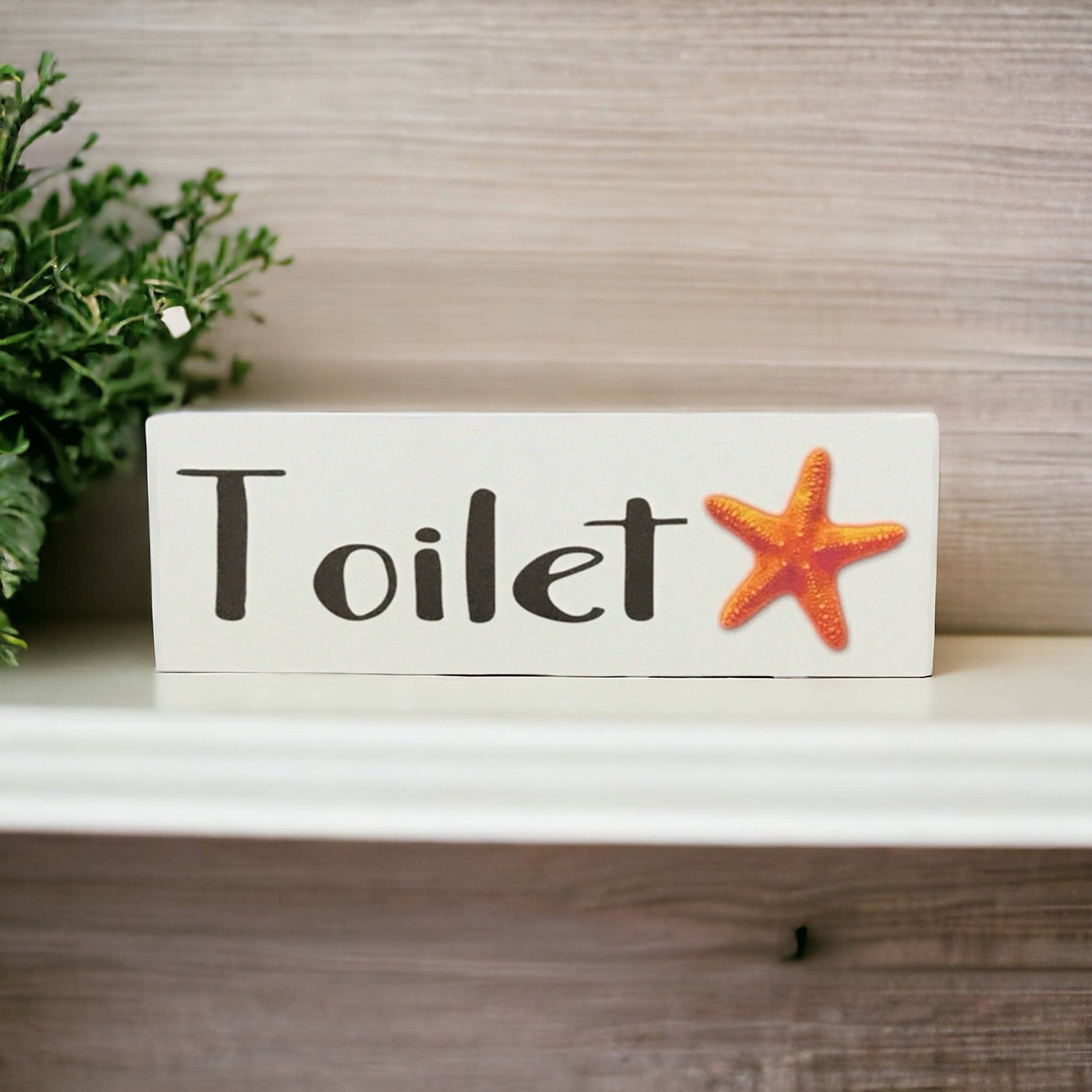 Starfish Orange Beach Door Sign Toilet Laundry Bathroom - The Renmy Store Homewares & Gifts 