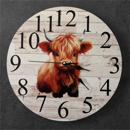 Clock Wall Cow Highland Baby Aussie Made