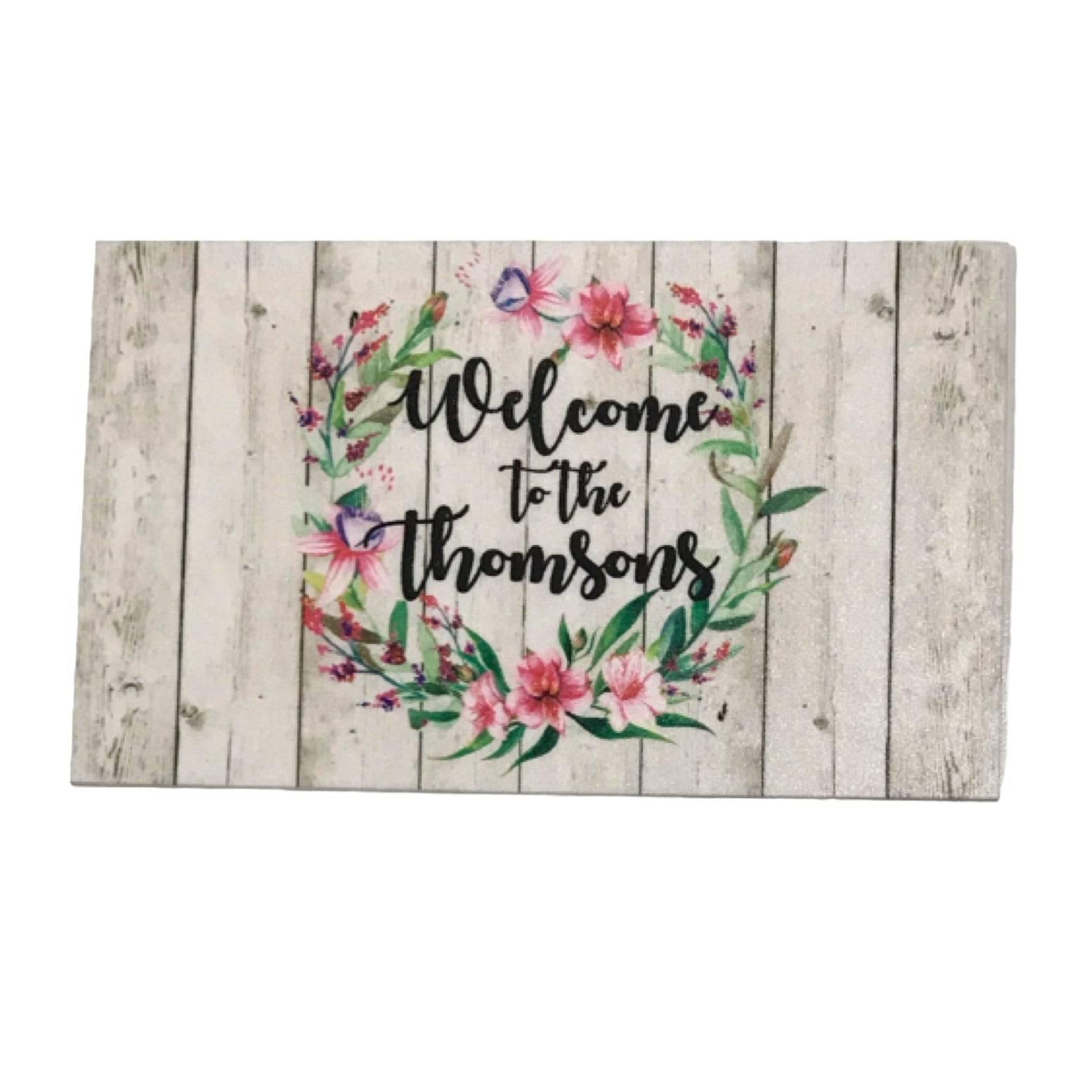 Welcome Custom Personalised Family Floral Sign - The Renmy Store Homewares & Gifts 