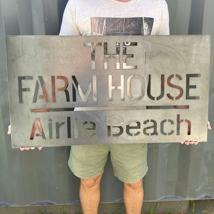 Custom Property Street House Sign - Personalised Rusty Metal Steel Sign - Australian Made