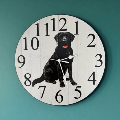 Clock Wall Dog Labrador Retriever Black 30cm 60cm Aussie Made