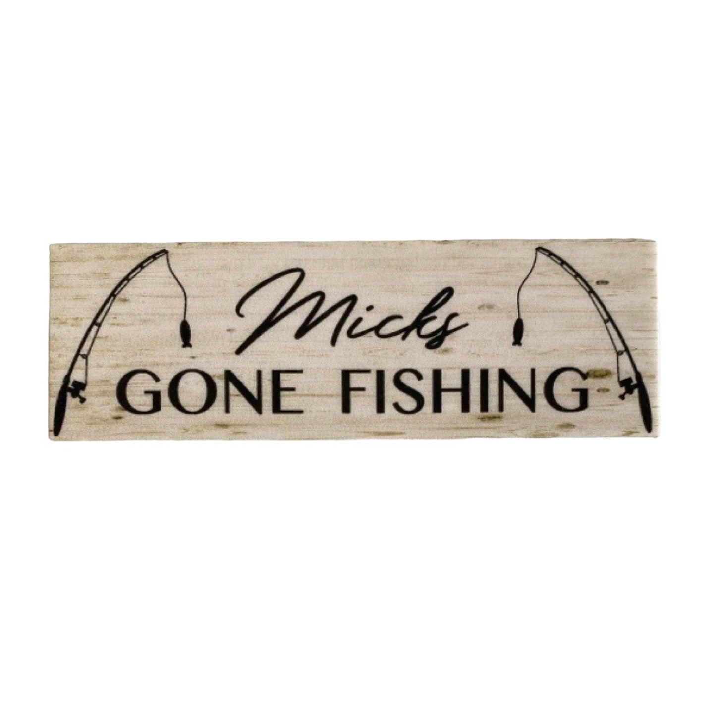 Gone Fishing Rustic Personalised Custom Sign - The Renmy Store Homewares & Gifts 