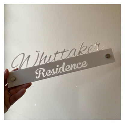 Personalised Residence Family Surname White House Custom Script Sign - The Renmy Store Homewares & Gifts 