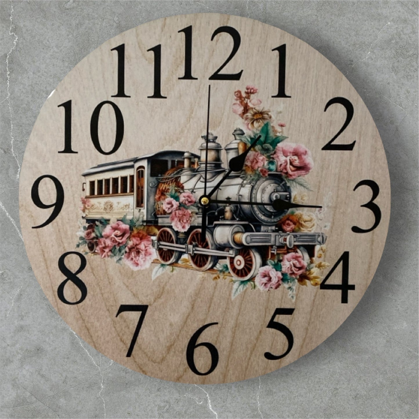 Clock Wall Floral Train Shabby Chic Aussie Made - The Renmy Store Homewares & Gifts 