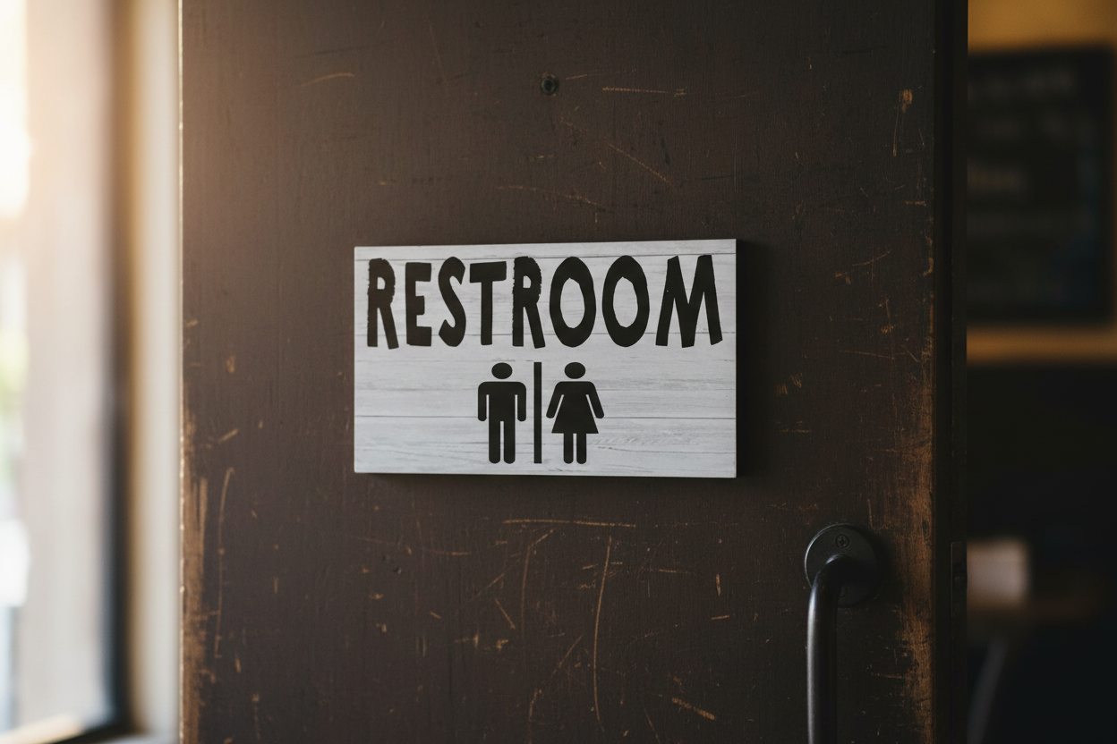 Restroom Sign Acrylic Timber Look Door Wall Aussie Made
