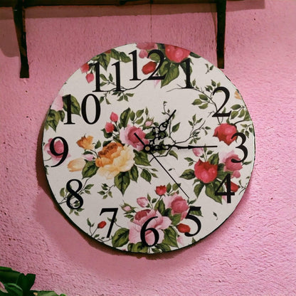 Clock Wall Country Cottage Floral Aussie Made - The Renmy Store Homewares & Gifts 