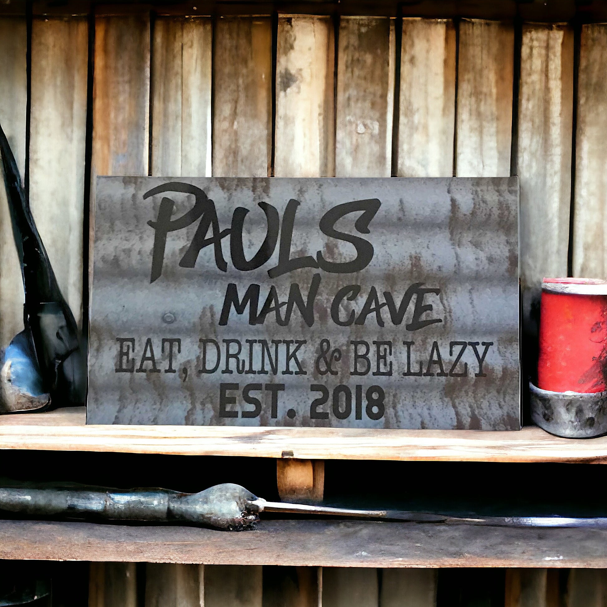 Man Cave Rules Custom Name Shed Garage Sign - The Renmy Store Homewares & Gifts 