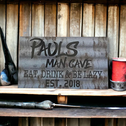 Man Cave Rules Custom Name Shed Garage Sign - The Renmy Store Homewares & Gifts 