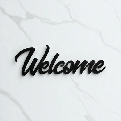 Welcome Word Entrance Acrylic Wall Art Vintage Black White