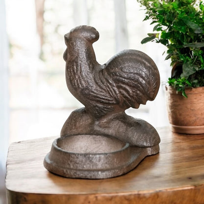 Candle Holder Rooster Rustic Cast Iron