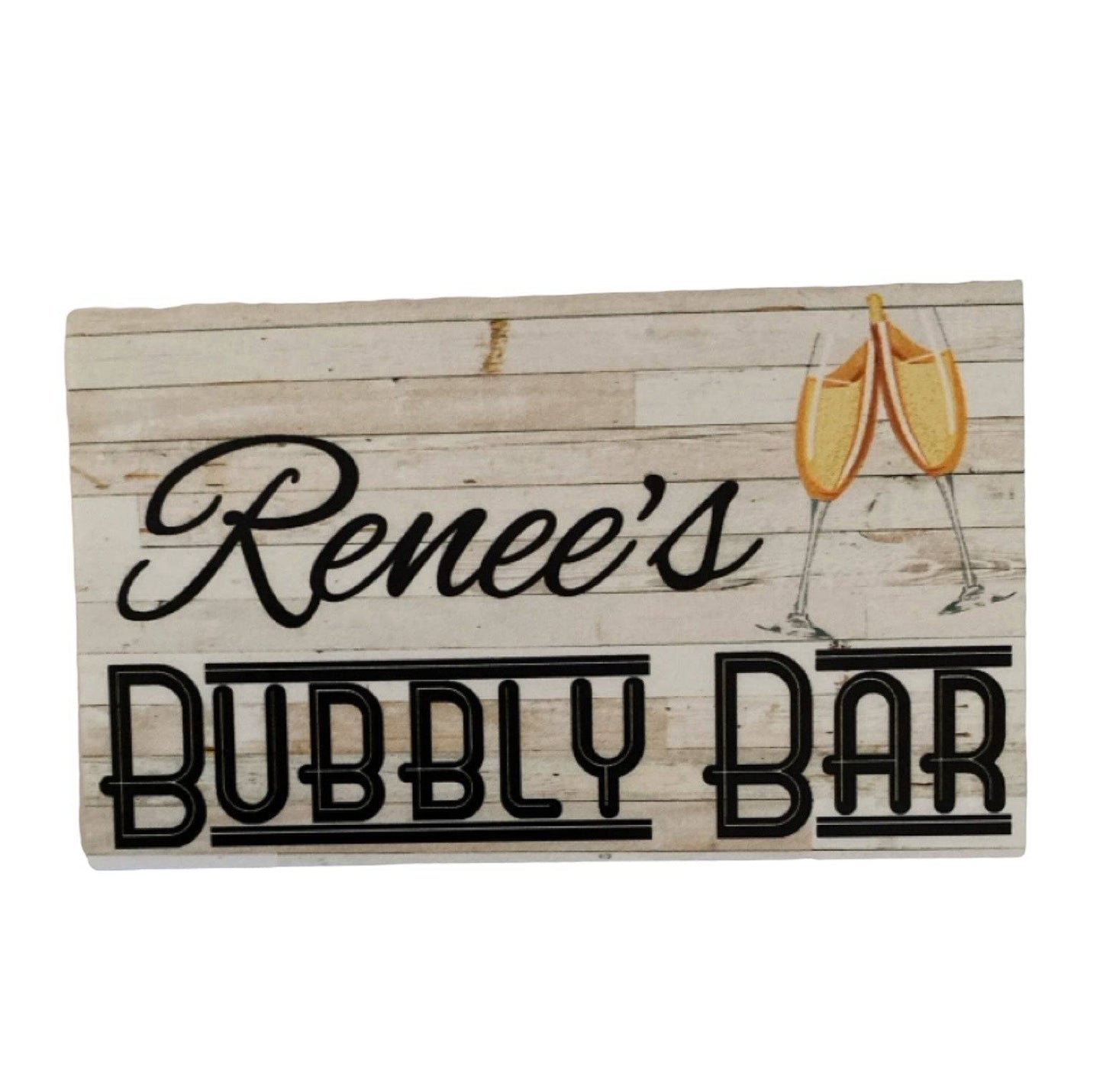 Champagne Bubbly Bar Custom Personalised Sign - The Renmy Store Homewares & Gifts 