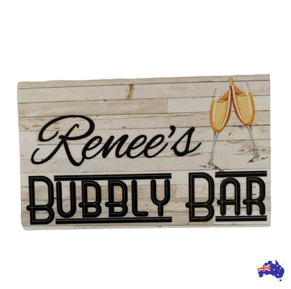 Champagne Bubbly Bar Custom Personalised Sign - The Renmy Store Homewares & Gifts 