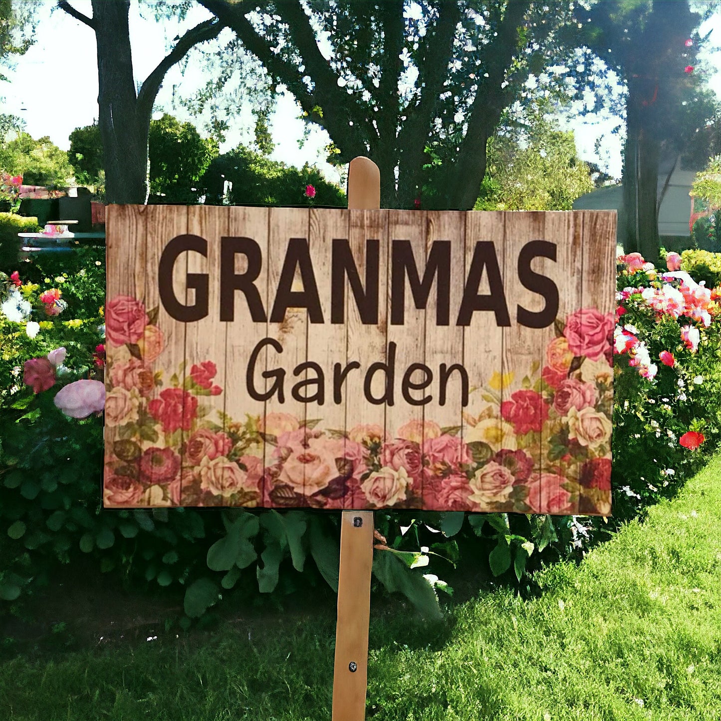 Granmas Garden Floral Rose Sign - The Renmy Store Homewares & Gifts 