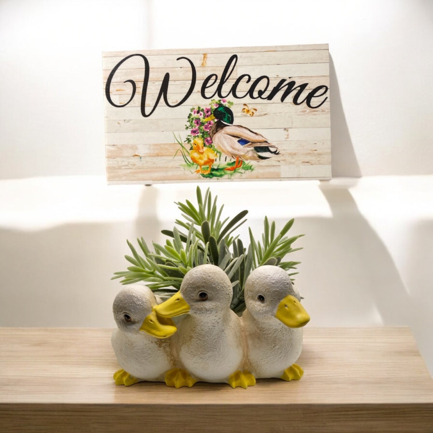 Duck Planter Garden Pot and Welcome Sign Gift Set - The Renmy Store Homewares & Gifts 