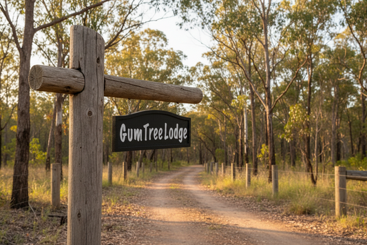 Custom Timber Sign - Personalised Gum Tree Lodge - Australian Made