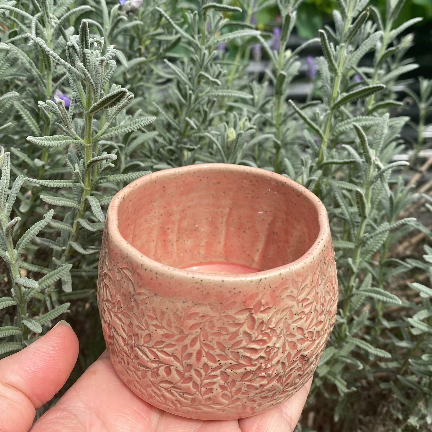 Handmade Floral Pink Leaf Ceramic Mug Cup | Aussie Made Wolf and Clay Gift