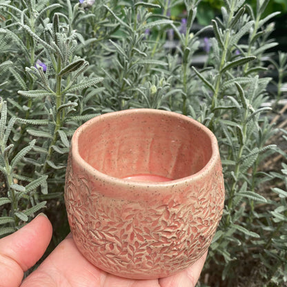 Handmade Floral Pink Leaf Ceramic Mug Cup | Aussie Made Wolf and Clay Gift