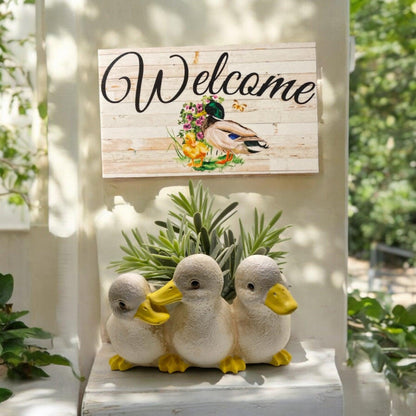 Duck Planter Garden Pot and Welcome Sign Gift Set - The Renmy Store Homewares & Gifts 