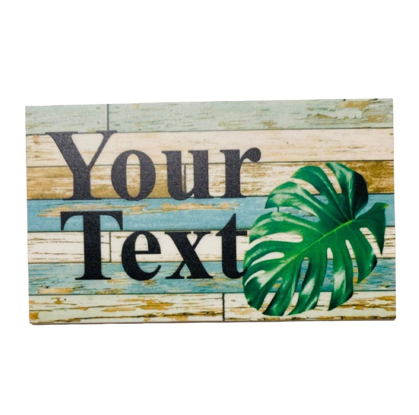 Monstera Leaf Custom Personalised Blue Sign - The Renmy Store Homewares & Gifts 