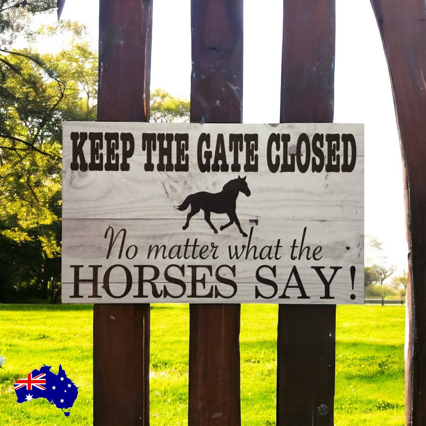 Horse Lover Socks Keychain Keep Gate Closed Sign Gift Set