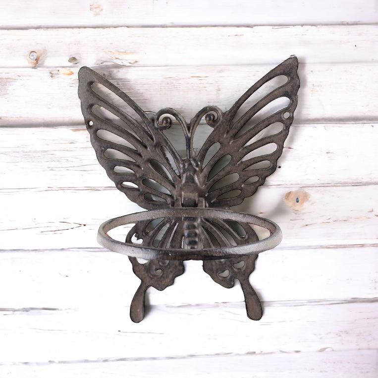 Planter Pot Wall Stand Butterfly Rustic Iron - The Renmy Store Homewares & Gifts 