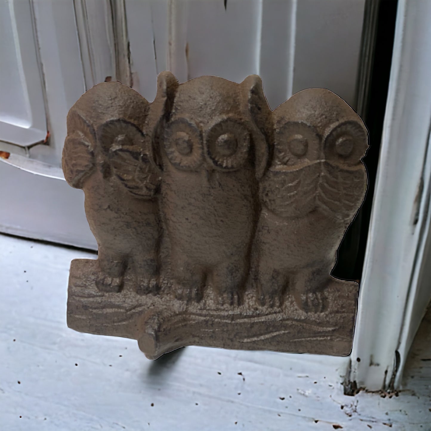 Owl Cast Iron Metal Door Stop Stopper Wedge