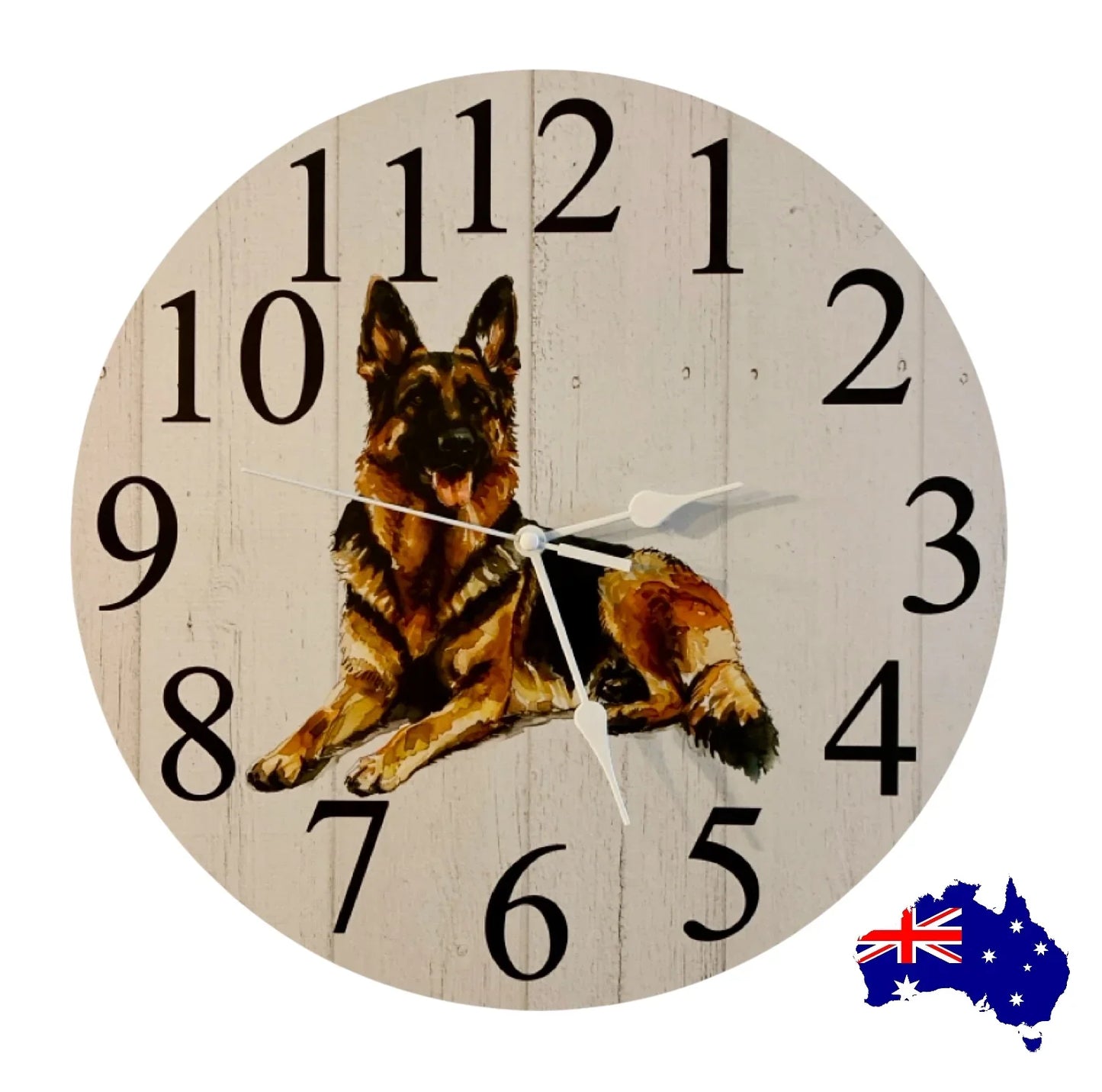 Clock Wall Dog German Shepherd 30cm 60cm Aussie Made