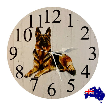 Clock Wall Dog German Shepherd 30cm 60cm Aussie Made