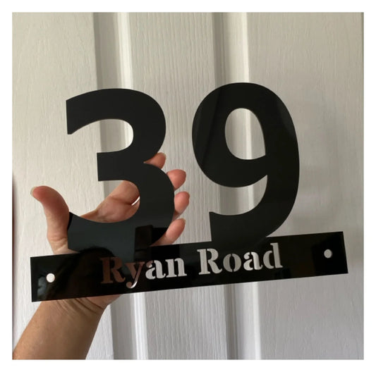 House Number Address Personalised Custom Black White Sign - The Renmy Store Homewares & Gifts 