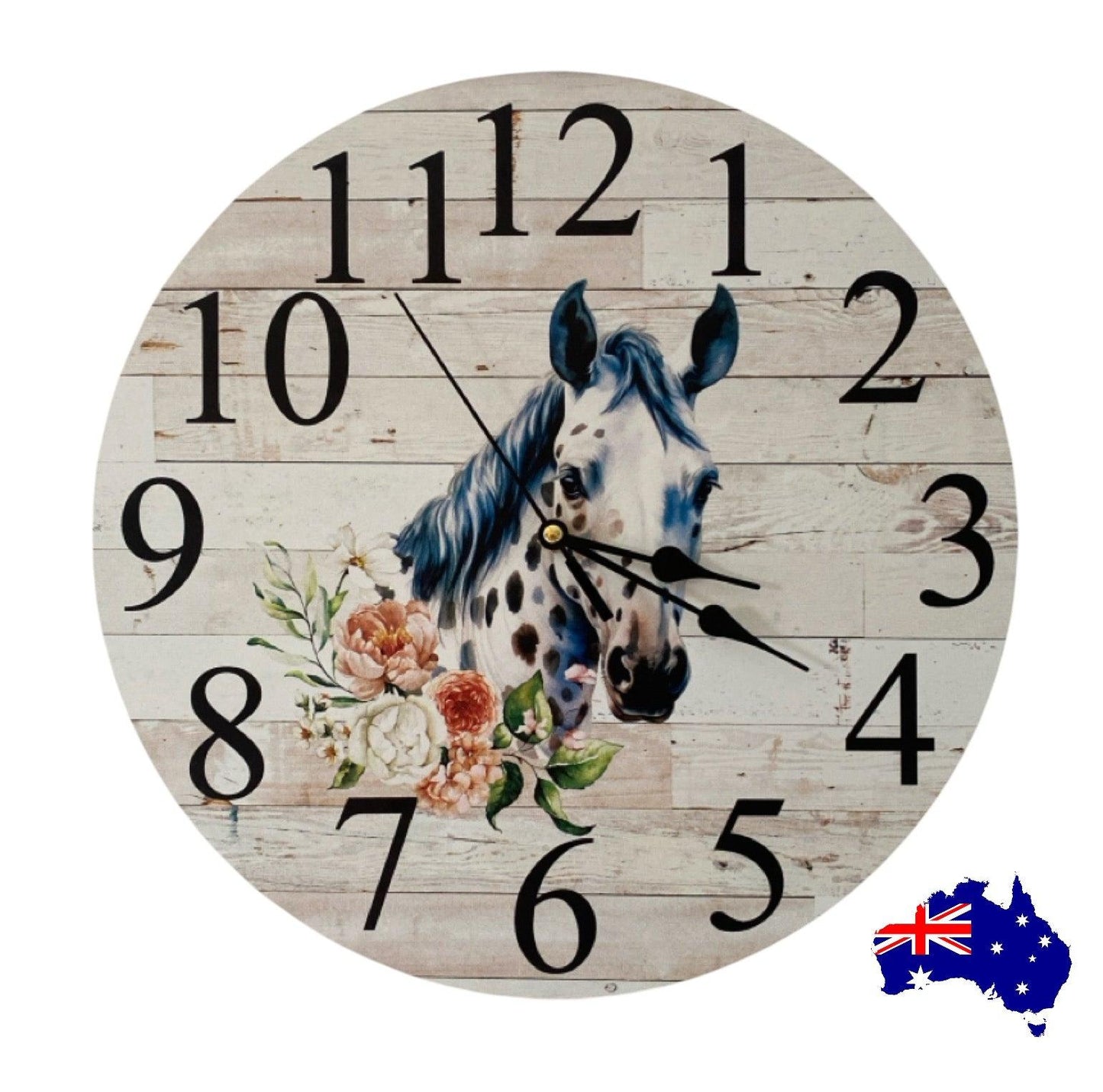 Clock Wall Horse Floral Appaloosa Aussie Made