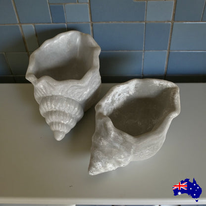 Planter Pot Shell Coastal Set of 2 Aussie Handmade Concrete